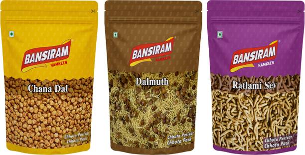 Bansiram Chana Dal | Dal Muth | Ratlami Sev | Spicy & Crispy Namkeen Snack Combo