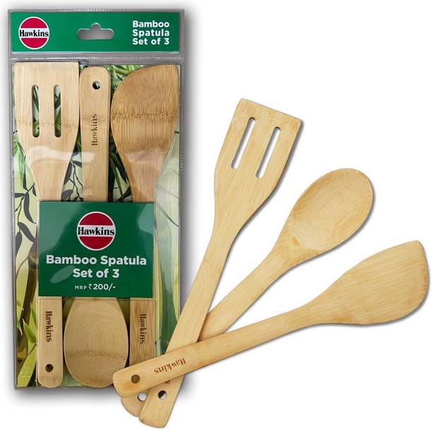 Hawkins Bamboo Spatula Set of 3, Natural Handmade Bamboo Spatulas Wooden Spatula