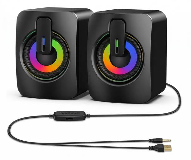 JAXTER RGB LED Computer Speakers with USB Power & Stereo Sound for PC/Laptop 10 W Bluetooth Laptop/Desktop Speaker