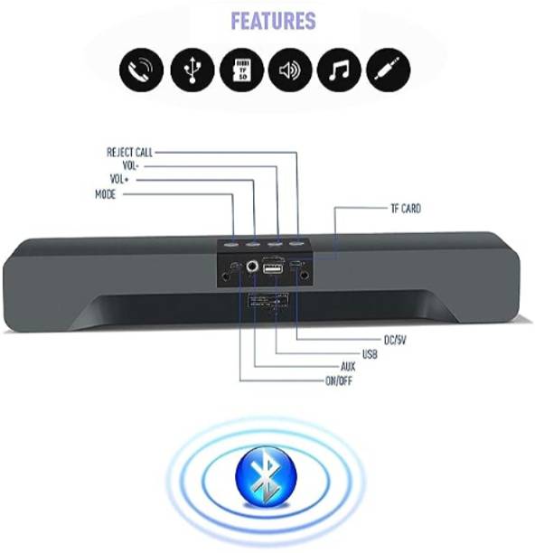Clairbell OWR21E91 Soundbar Wireless Bluetooth Speaker 10 W Bluetooth Soundbar (Black) 48 W Bluetooth Soundbar