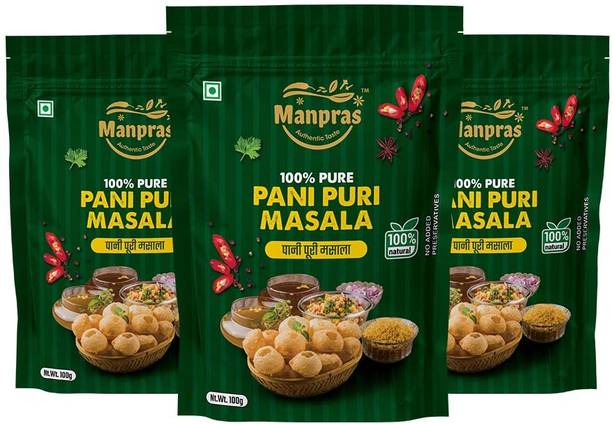 MANPRAS Pani Puri Masala 100% Natural, No Preservatives, Standy with Ziplock Packing