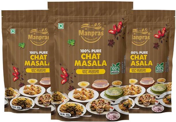MANPRAS CHAT MASALA 100% Natural, No Preservatives, Standy with Ziplock Packing