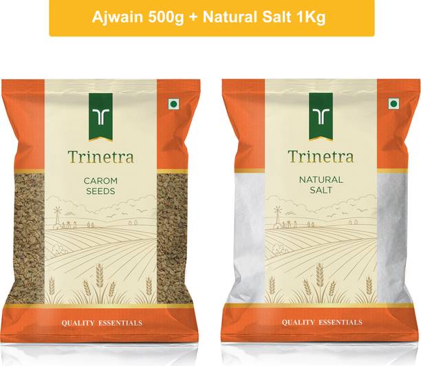 Trinetra Ajwain 500gm & White Salt 1Kg Combo Pack 1500g