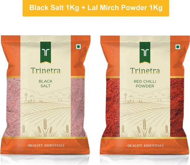 Trinetra Kala Namak 1 Kg & Lal Mirch Powder 1 Kg Combo Pack 2000g