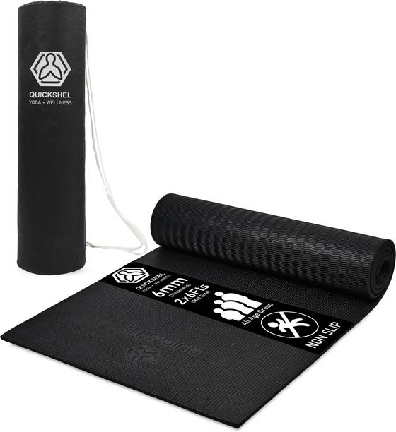 Quick Shel 6MM 100%EVA Eco Friendly Mat BLACK 6mm Yoga, Exercise & Gym Mat Black 6 mm Yoga Mat