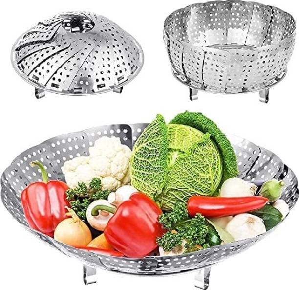 Hidelliya Steel Foldable Collapsible Insert Pot Steamer Basket for Vegetables Steel Steamer