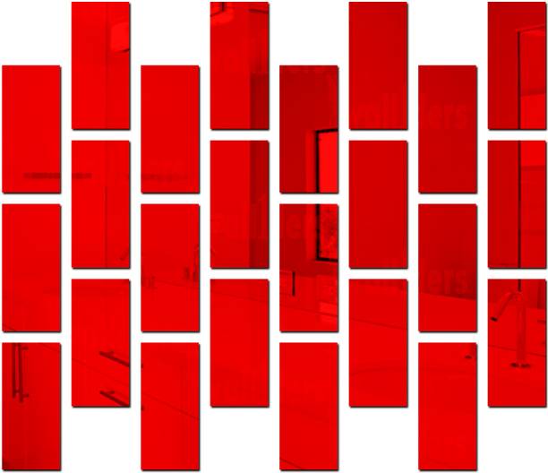 wall1ders 51 cm 24 Rectangle Red Self Adhesive Sticker