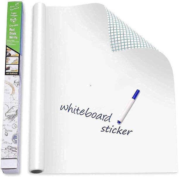 DreamKraft 200 cm Self-Adhesive Reusable White Board Sticker Roll (200 cm x 45 cm) With Marker Chalkboard Sticker