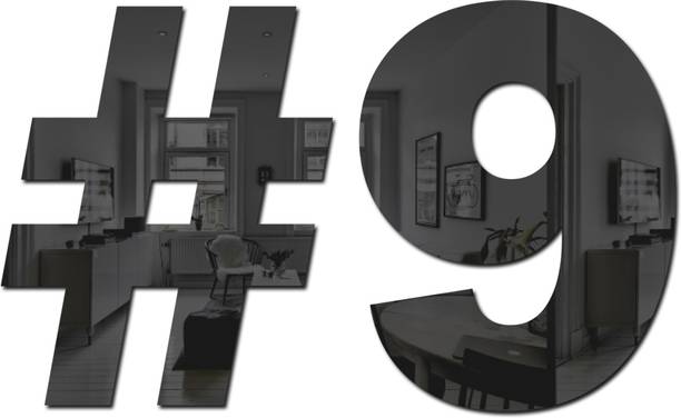 wall1ders 15 cm Hastage Nine Black - Acrylic Mirror Wall Sticker's Self Adhesive Sticker