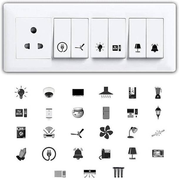 Arnema 1.5 cm Switch Sticker For Electric Board Appliances Including 27 Designs Self Adhesive Sticker
