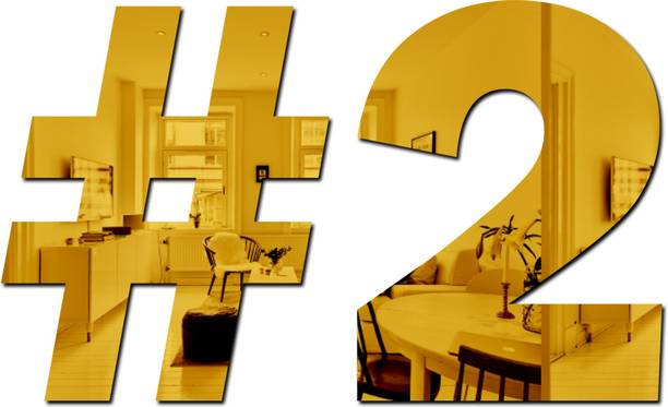 wall1ders 15 cm Hastage Two Gold - Acrylic Mirror Wall Sticker's Self Adhesive Sticker