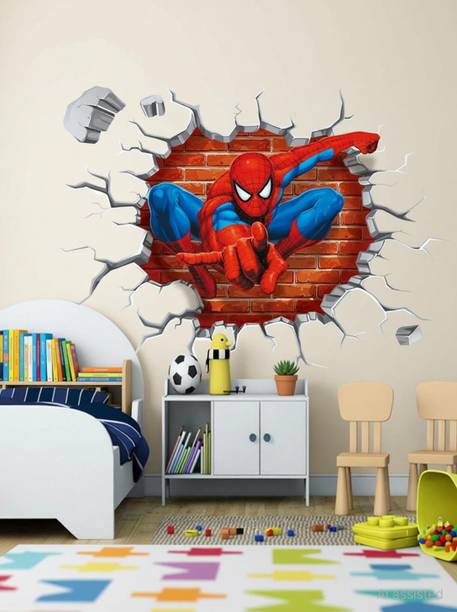 wildartcreation 70 cm 3D Spider Man Boy Gift Wall Decals Cartoon Characters Sticker ( 70 x 50 cms ) Removable Sticker