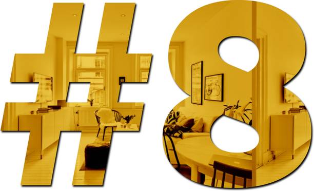 wall1ders 15 cm Hastage Eighth Golden - Acrylic Mirror Wall Sticker's Self Adhesive Sticker