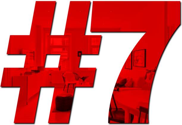 wall1ders 15 cm Hastage Seven Red - Acrylic Mirror Wall Sticker's Self Adhesive Sticker