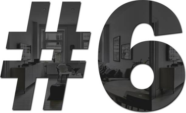 wall1ders 15 cm Hastage Six Black - Acrylic Mirror Wall Sticker's Self Adhesive Sticker