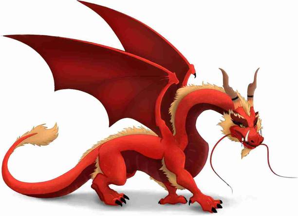 SkyOlla 59 cm Dragon Wall Sticker – Self Adhesive Vinyl Décor for Kids’ Room, Nursery Room Self Adhesive Sticker