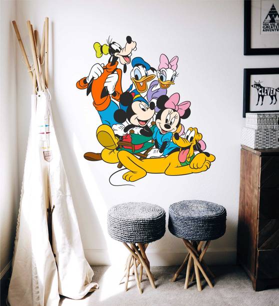 Azan Creation 53 cm Micky Mouse family Wall Sticker & Decor item size - 53X58cm Self Adhesive Sticker