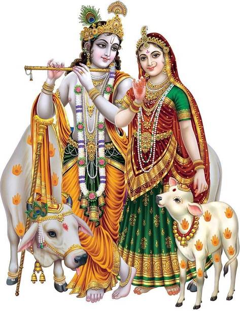 artisian inkwork 31 cm Radha Krishna 07_n579 Self Adhesive Sticker