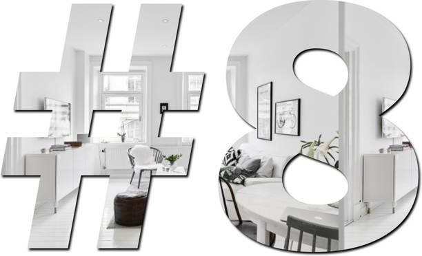 wall1ders 15 cm Hastage Eighth Silver - Acrylic Mirror Wall Sticker's Self Adhesive Sticker