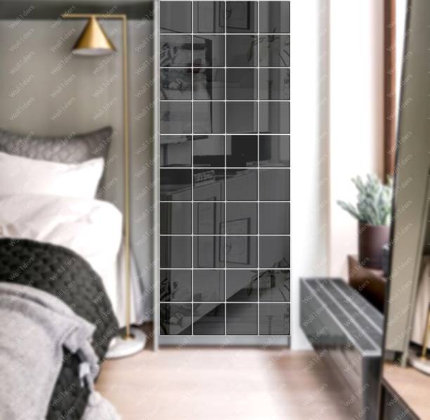 wall1ders 10 cm 4 Inch Sqaure 28 Black - Acrylic Mirror Wall Sticker's Self Adhesive Sticker