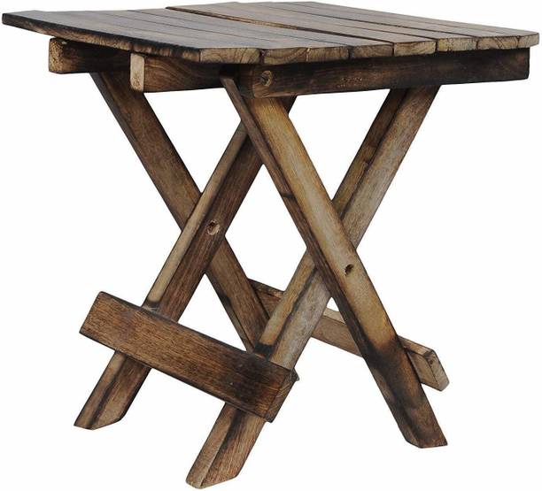 Soul Light Art Wooden Matte Finish Antique Folding Stool for Living Room (Brown , 12Inch ) Solid Wood Side Table