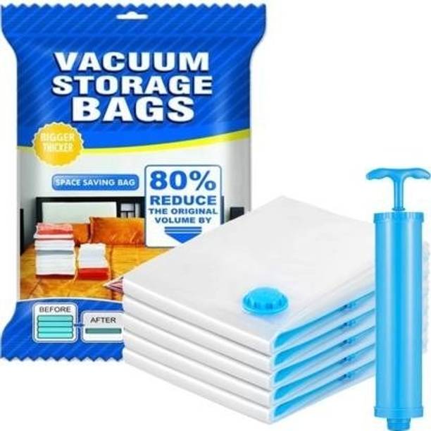 Bekner Reusable Zip lock Vacuum Storage Space Saver Bags with Compact Hand Pump Travel Storage Vacuum Bags
