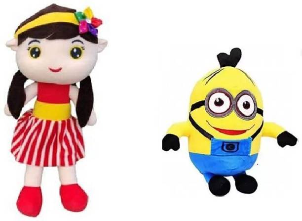 KPN New Cute Minion soft toy(25cm) with Beautiful sofia dall combo for Your kids(G&B  - 25 cm