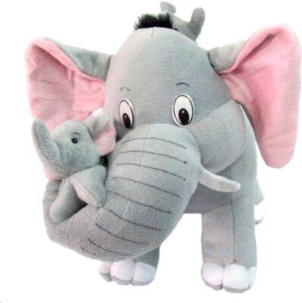 jimdar Tabby Cute Elephant With Two Babies - 40 Cm  - 30 cm