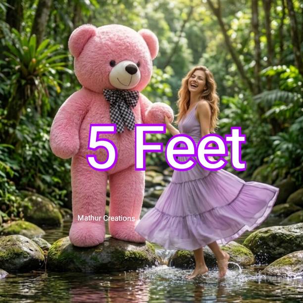 MATHUR CREATIONS Big Pink Teddy Bear 5 Feet Plush Stuffed Toy for Hugging and Comfort  - 60 inch