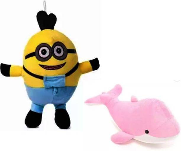 tgr cute Combo pack of Minion and Pink dolphin  - 30 cm