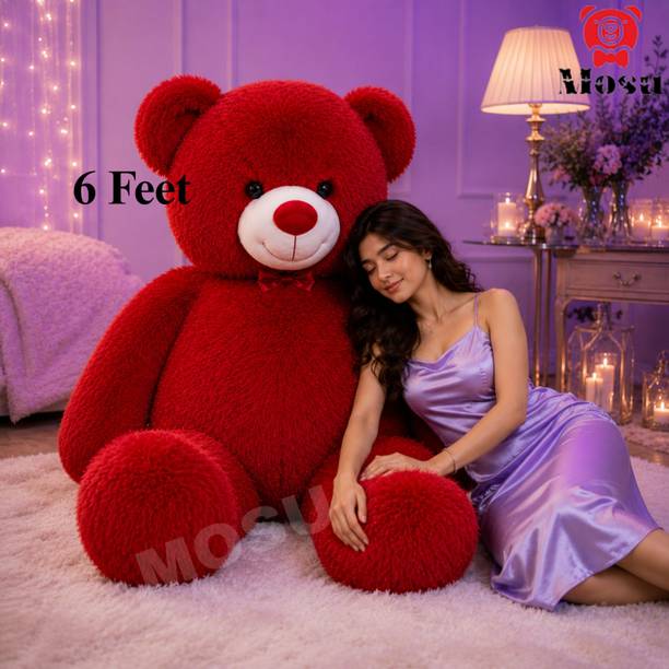 MOSU 6 feet red teddy bear giant fluffy red teddy bear romantic plush gift  - 180 cm