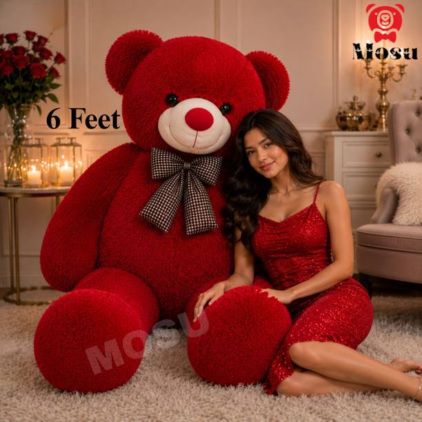 MOSU 6 feet red teddy bear giant teddy bear red plush soft cuddle comfort  - 180 cm