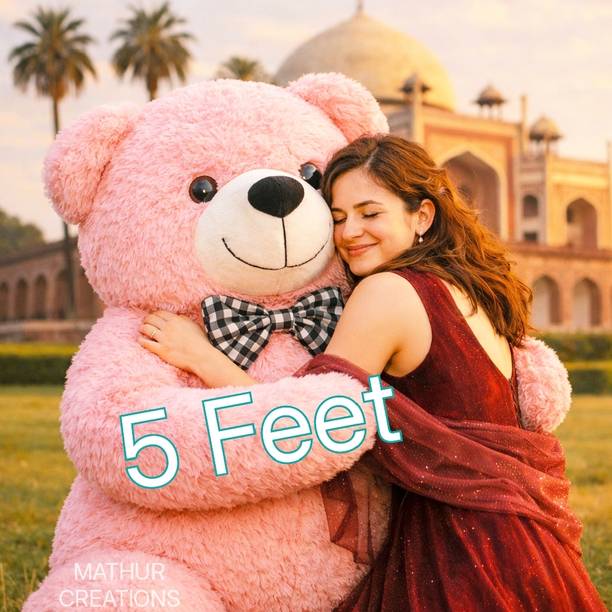 MATHUR CREATIONS Giant 5 Feet Pink Teddy Bear Extra Soft Plush Toy for Hugging and Gifting  - 60 inch