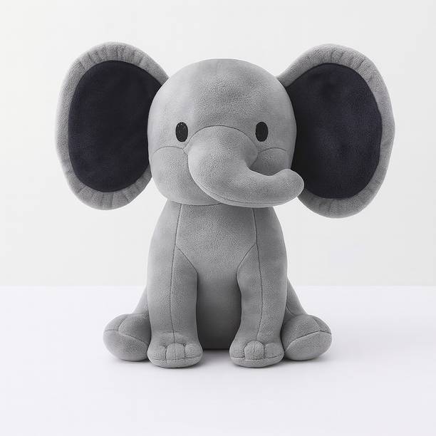 Toyingly Plush Elephant Stuffed Animal, Soft Grey with Black Ears,Room Decor - 35 cm  - 35 cm