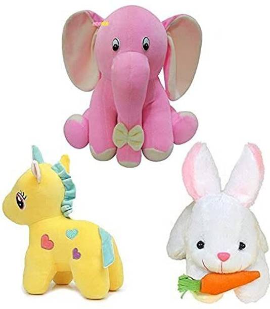 BestLook Soft Toys Combo For kids , Girls & Birthday Gift Rabbit,Elephant ,Unicorn  - 25 cm