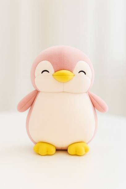 Toyingly Soft Plush Sleeping Penguin Stuffed Animal, Pink and White - 20 cm