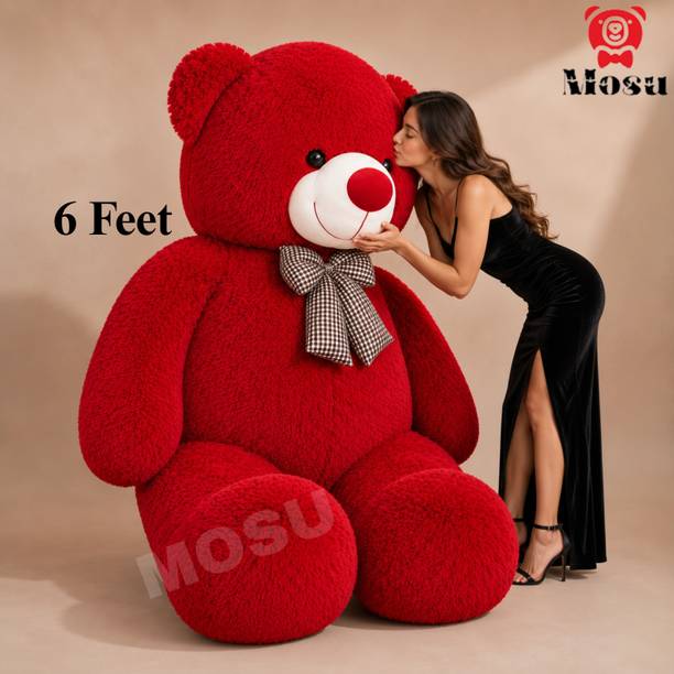 MOSU 6 feet red teddy bear giant fluffy teddy bear home decor cuddle plush  - 180 cm