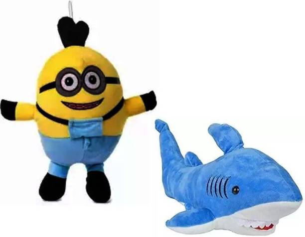 KPN New Combo pack of Minion and Blue shark  - 30 cm