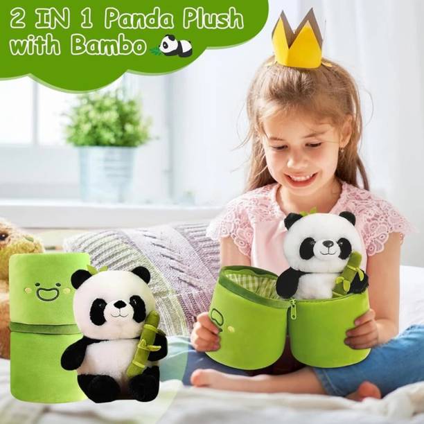VibeFly Highy Quality Soft Huggable 2 in 1 Panda With Bamboo Teddy Bear  - 35 cm