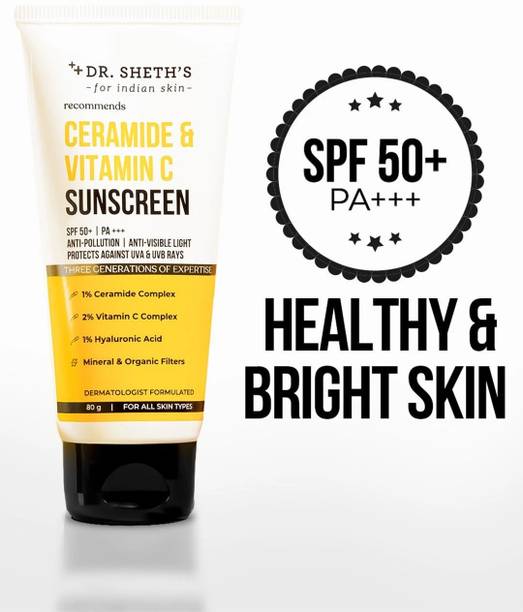 Dr. Sheth’s Sunscreen - SPF 50 PA+++ Ceramide & Vitamin C|SPF 50+ Pa+++| All Skin Types