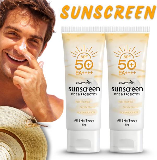 smartdrops Sunscreen - SPF 50 PA++++ Rice and Probiotics SPF 50+ PA++++ Sunscreen for Face and Body Application