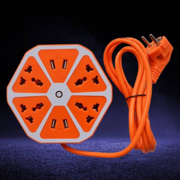 SACRO Hexagon Multipurpose Extension Board with 4USB & 4Socket Use for Home/OfficeQ353 4  Socket Extension Boards