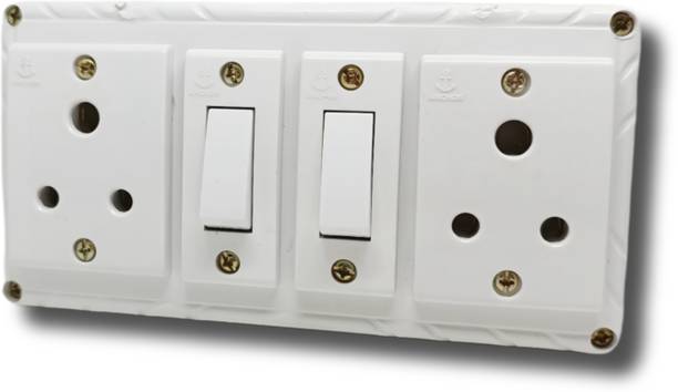 ANCHOR 4 way charging socket board, 2 switch , 2 socket Wired 6 A Three Pin Socket