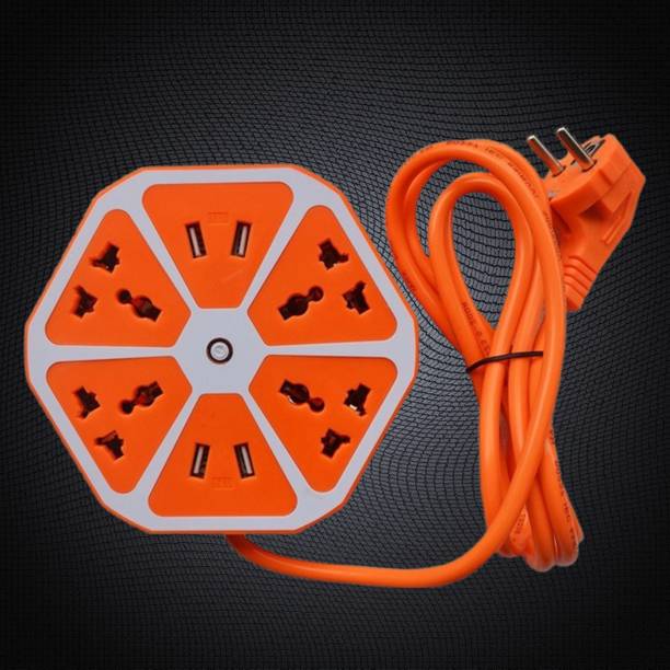FRONY Hexagon Multipurpose Extension Board with 4USB & 4Socket Use for Home/OfficeC462 4  Socket Extension Boards