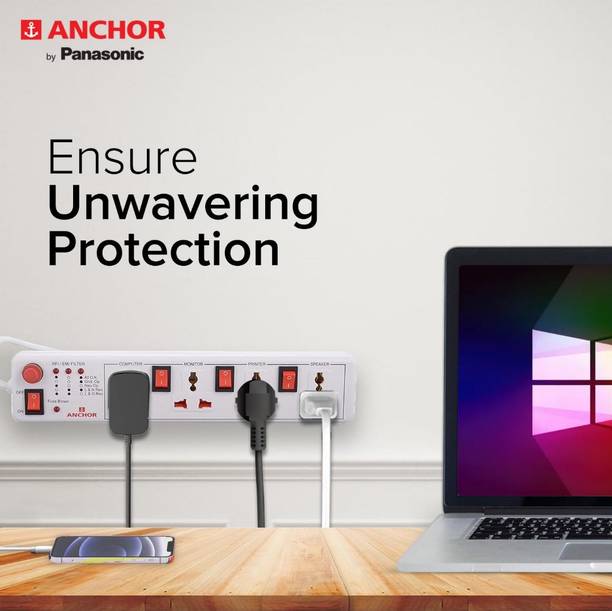 ANCHOR By Panasonic Spike Guard 4 Switch ( Universal Socket ) Indivisual Switch- 22567: 4  Socket Extension Boards