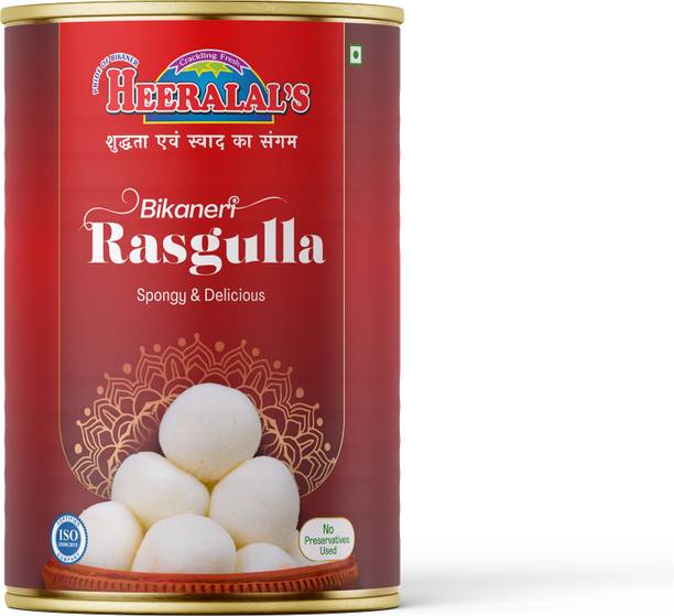 Heeralal's Rasgulla 1Kg Spongy 20 Pcs Per Can | Zero Preservative