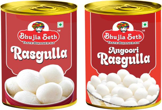 BHUJIYA SETH Rasgulla & Angoori rasgulla combo pack (1 kg x 2 ) pack Tin