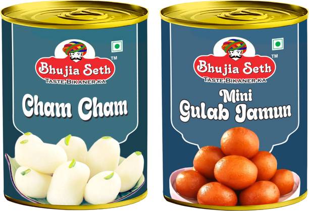 BHUJIYA SETH sweets white cham cham & Mini Gulab jamun combo pack (1 kg x 2 ) pack Tin