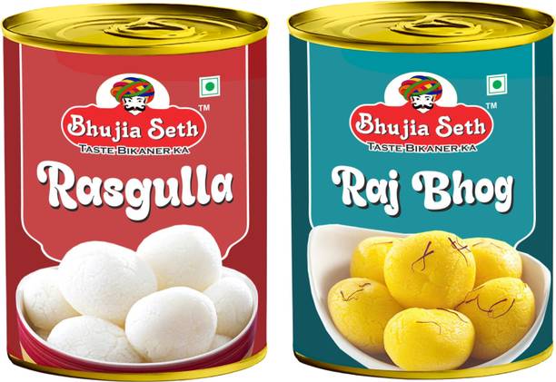 BHUJIYA SETH Rasgulla & rajbhog combo pack (1 kg x 2 ) pack Tin