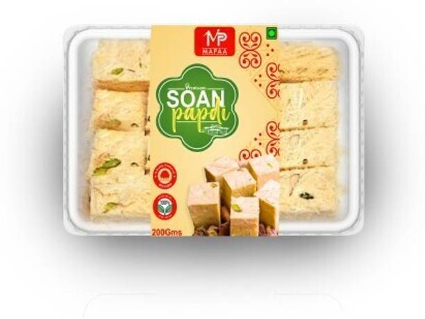 मापा बिकानेरी प्रीमियम सोन पपड़ी, रेडी टू ईट डेज़र्ट / मिठाई, फ्लेकी सोन पपड़ी बॉक्स